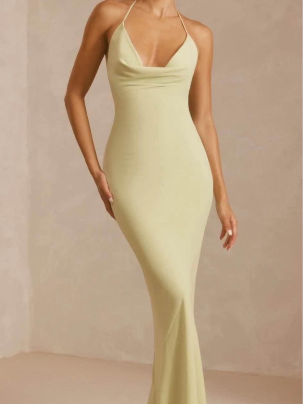 Oh Polly Light Lime Green Cowl Backless Dress